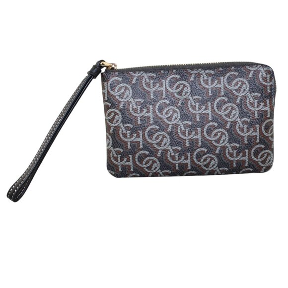 COACH Women's Corner Zip Wristlet with Monogram Print (Black) - Picture 6 of 15